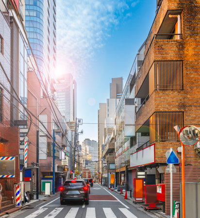 Tokyo buildings in beautiful sunlightの写真素材