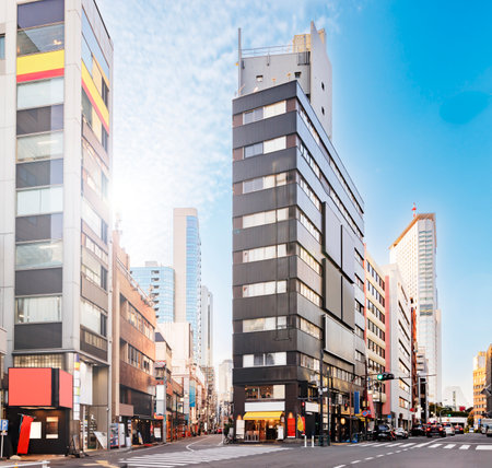 Tokyo buildings in beautiful sunlightの写真素材