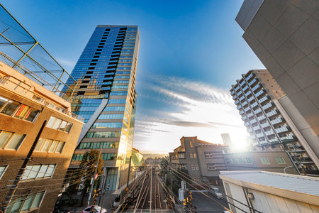 Tokyo buildings in beautiful sunlightの写真素材