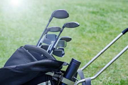 A golf course with beautiful fresh green grassの写真素材