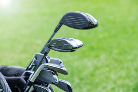 A golf course with beautiful fresh green grassの写真素材