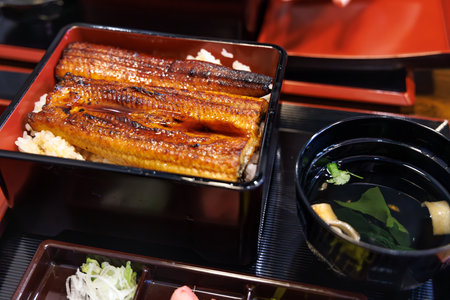 High-class and delicious-looking eel rice bowlの写真素材