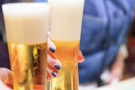 Delicious, cold beer at a restaurant
