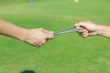 Lottery to decide the batting order in golfの写真素材