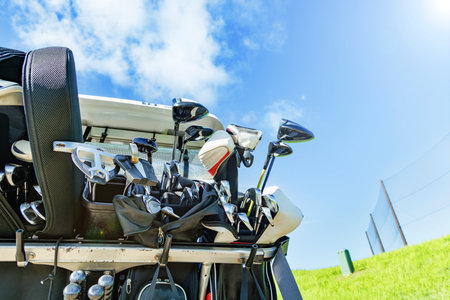 Golf cart and beautiful blue sky