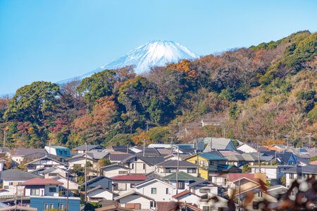 Mount Fuji and cityscapeの写真素材