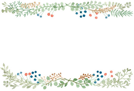Watercolor floral frame on white background. Hand painted vector illustration.のイラスト素材