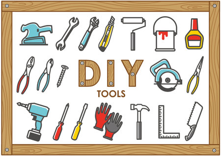 DIY tool color icon setのイラスト素材