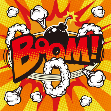 Background material with comic-style onomatopoeia and exclamation pointsのイラスト素材