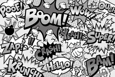 Comic style speech bubble monochrome background material