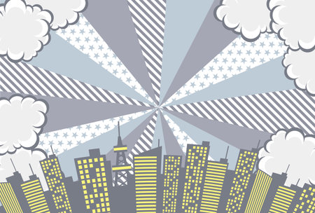 Comic art style monochrome background city illustration materialのイラスト素材