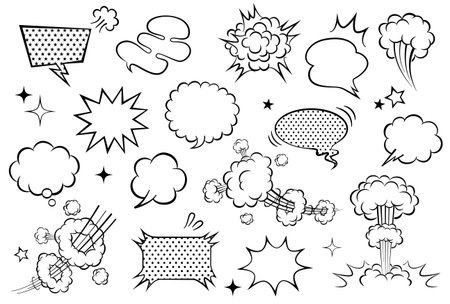 American comic book style speech bubble material setのイラスト素材