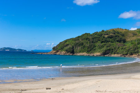Clear sea in fine weather "Nagasaki City Takahama Beach"の写真素材