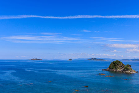 Beautiful seascape of the sea and blue sky background.