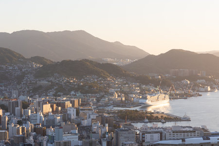 Aerial view of the city of Seoul at sunset, South Korea