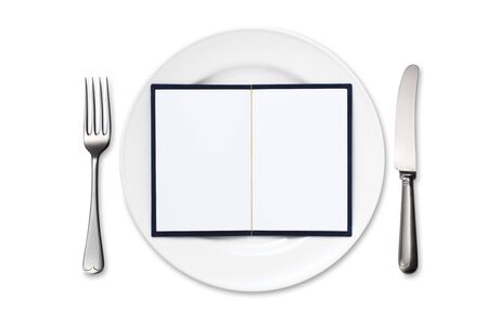 Dinner Plate with Blank Cardの写真素材