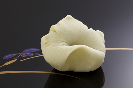 Japanese traditional confectionery cake "wagashi" on plateの写真素材