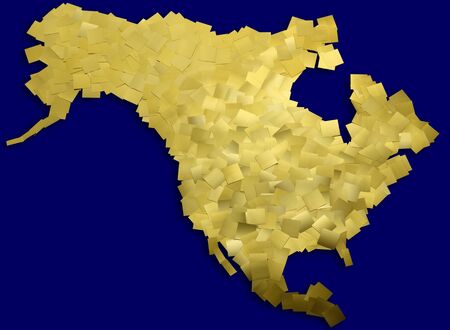 Map of America made of gold metal chipsの写真素材