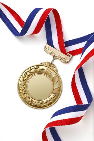 Gold medal on white backgroundの写真素材