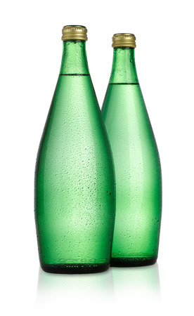 Mineral water bottle cut out on whiteの写真素材