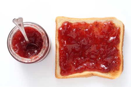 Toast with strawberry jamの写真素材