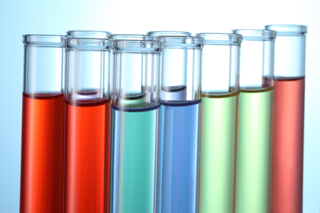 colorful science laboratory test tubesの写真素材