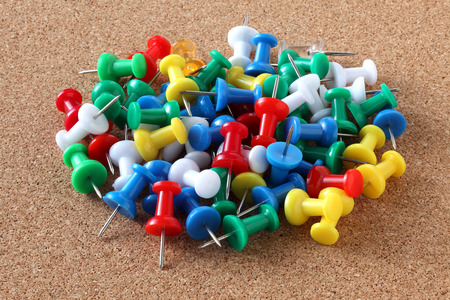 Cork board with pinsの写真素材