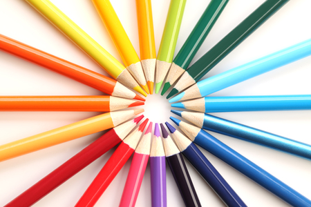 Color pencils isolated on white background. Close up.の写真素材