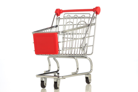 shopping cart isolated on white backgroundの写真素材