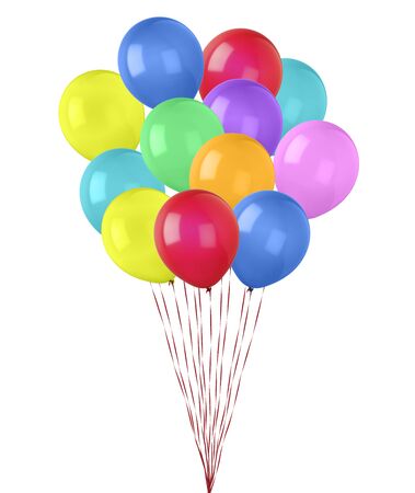 Multicolor balloons on white backgroundの写真素材