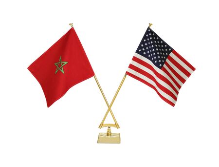 Two crossed national flags on white backgroundの写真素材