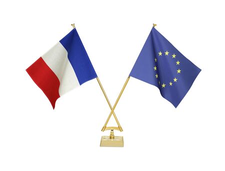 Two crossed national flags on white backgroundãの写真素材