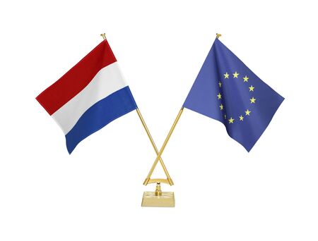 Two crossed national flags on white backgroundãの写真素材