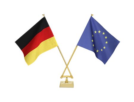 Two crossed national flags on white backgroundãの写真素材