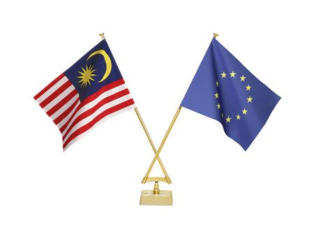 Two crossed national flags on white backgroundãの写真素材