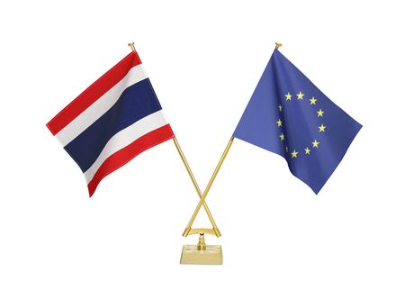 Two crossed national flags on white backgroundãの写真素材