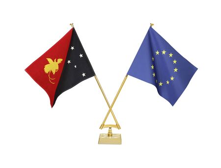 Two crossed national flags on white backgroundãの写真素材