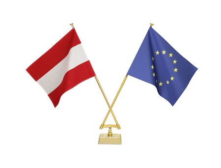 Two crossed national flags on white backgroundãの写真素材