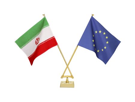 Two crossed national flags on white backgroundãの写真素材