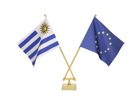 Two crossed national flags on white backgroundãの写真素材