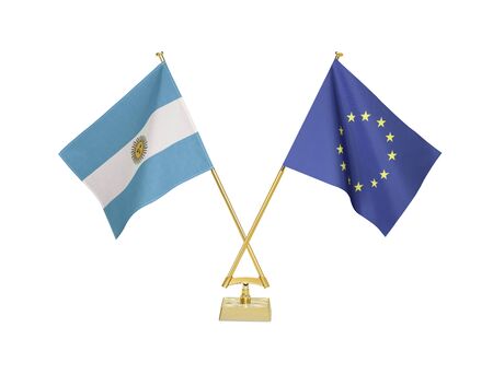 Two crossed national flags on white backgroundの写真素材