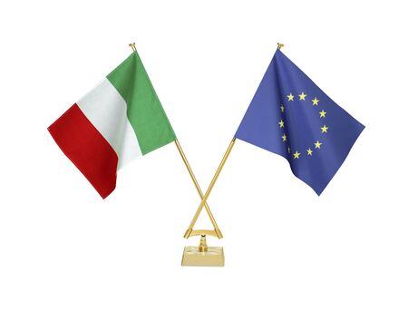 Two crossed national flags on white backgroundの写真素材