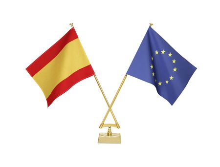 Two crossed national flags on white backgroundの写真素材