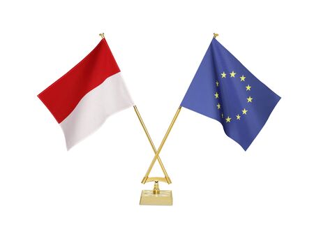 Two crossed national flags on white backgroundãの写真素材