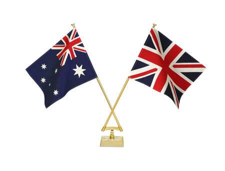 Two crossed national flags on white backgroundãの写真素材