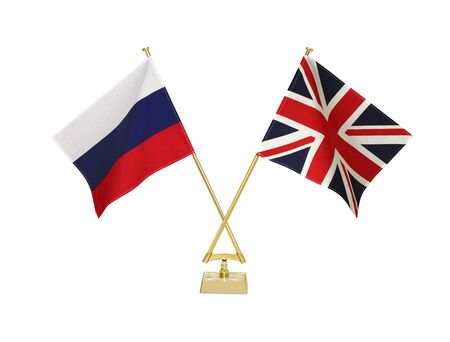 Two crossed national flags on white backgroundãの写真素材