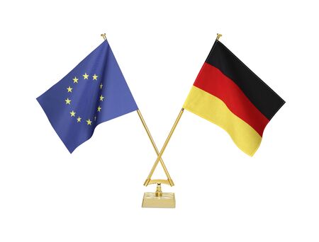 Two crossed national flags on white backgroundãの写真素材