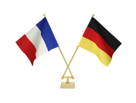 Two crossed national flags on white backgroundãの写真素材