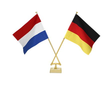 Two crossed national flags on white backgroundãの写真素材