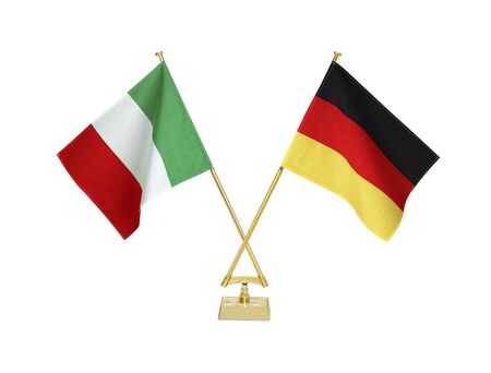 Two crossed national flags on white backgroundãの写真素材